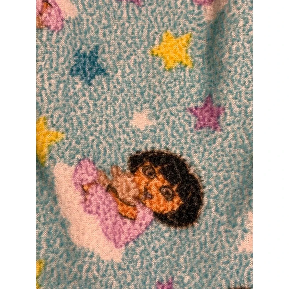 Nickelodeon Dora the Explorer Girls Pajama Set Blue Fleece Stars Ruffle Size 6